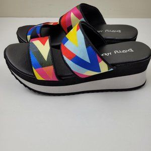 Dirty laundry multicolor black women's platform slide sandals.